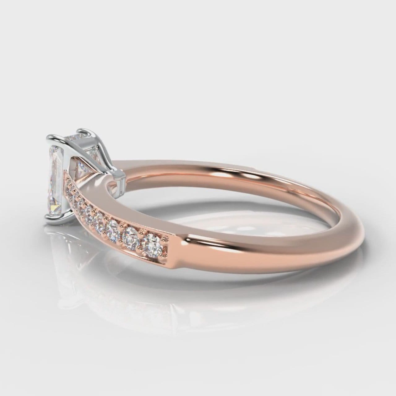 Pavé Radiant Cut Diamond Engagement Ring - Rose Gold