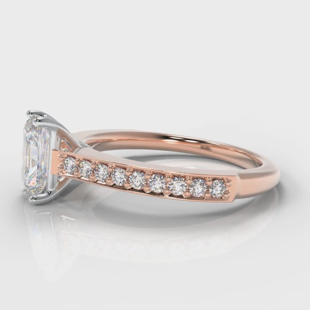 Pavé Radiant Cut Diamond Engagement Ring - Rose Gold