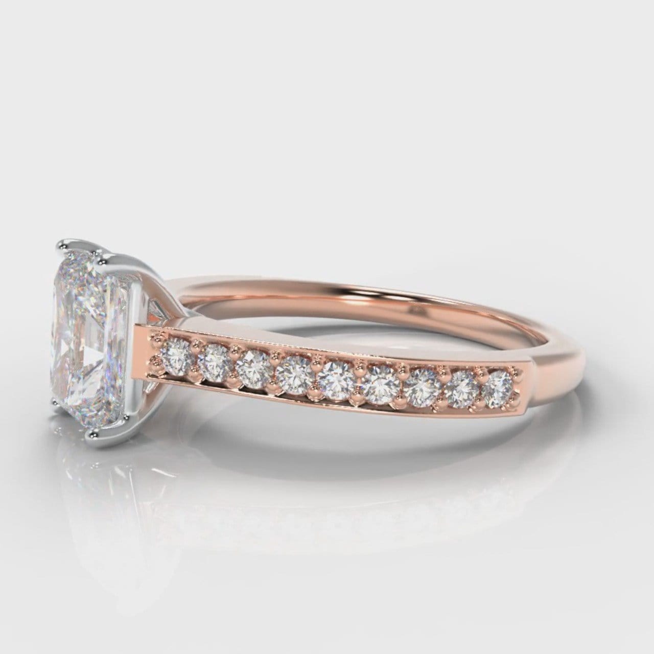 Pavé Radiant Cut Diamond Engagement Ring - Rose Gold