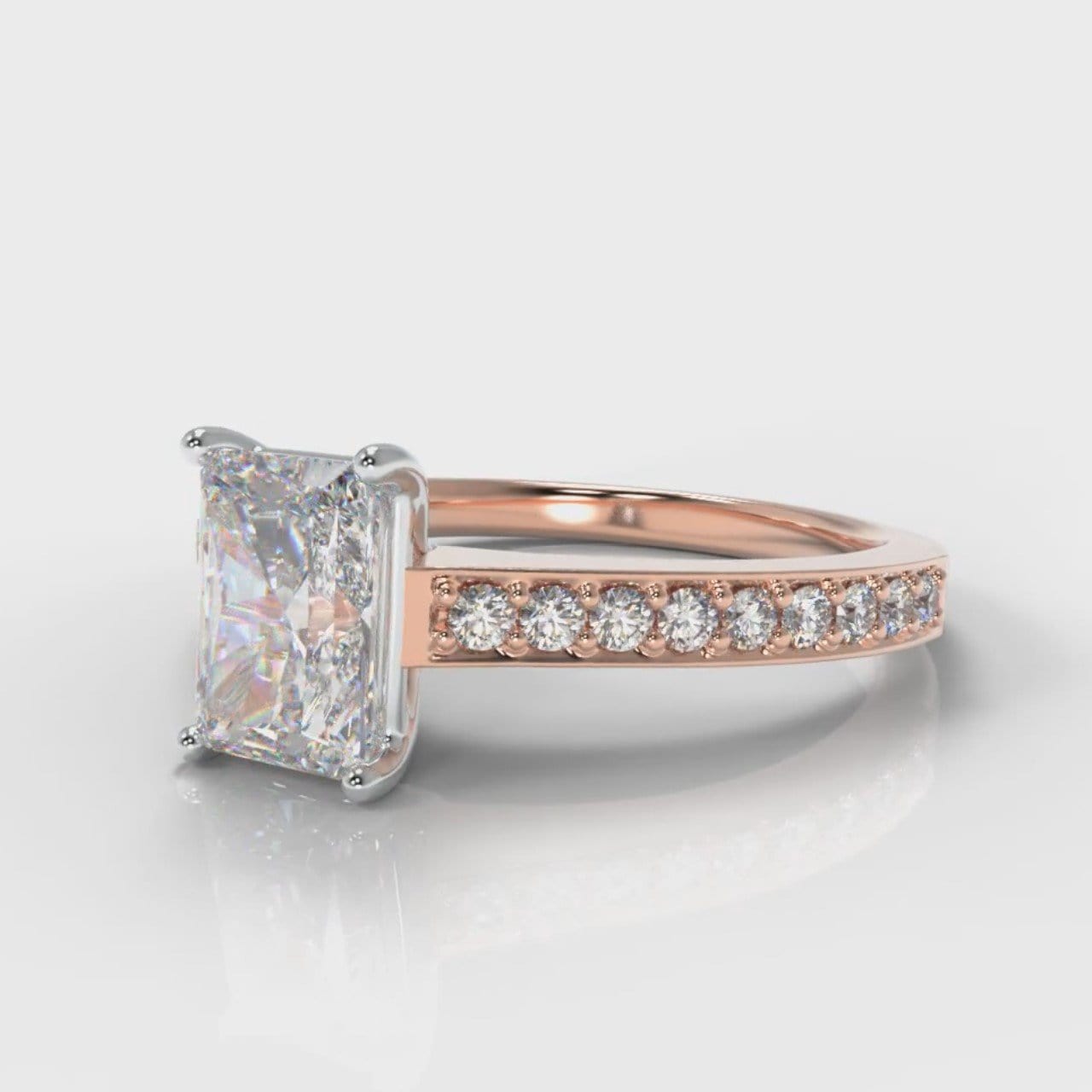 Pavé Radiant Cut Diamond Engagement Ring - Rose Gold