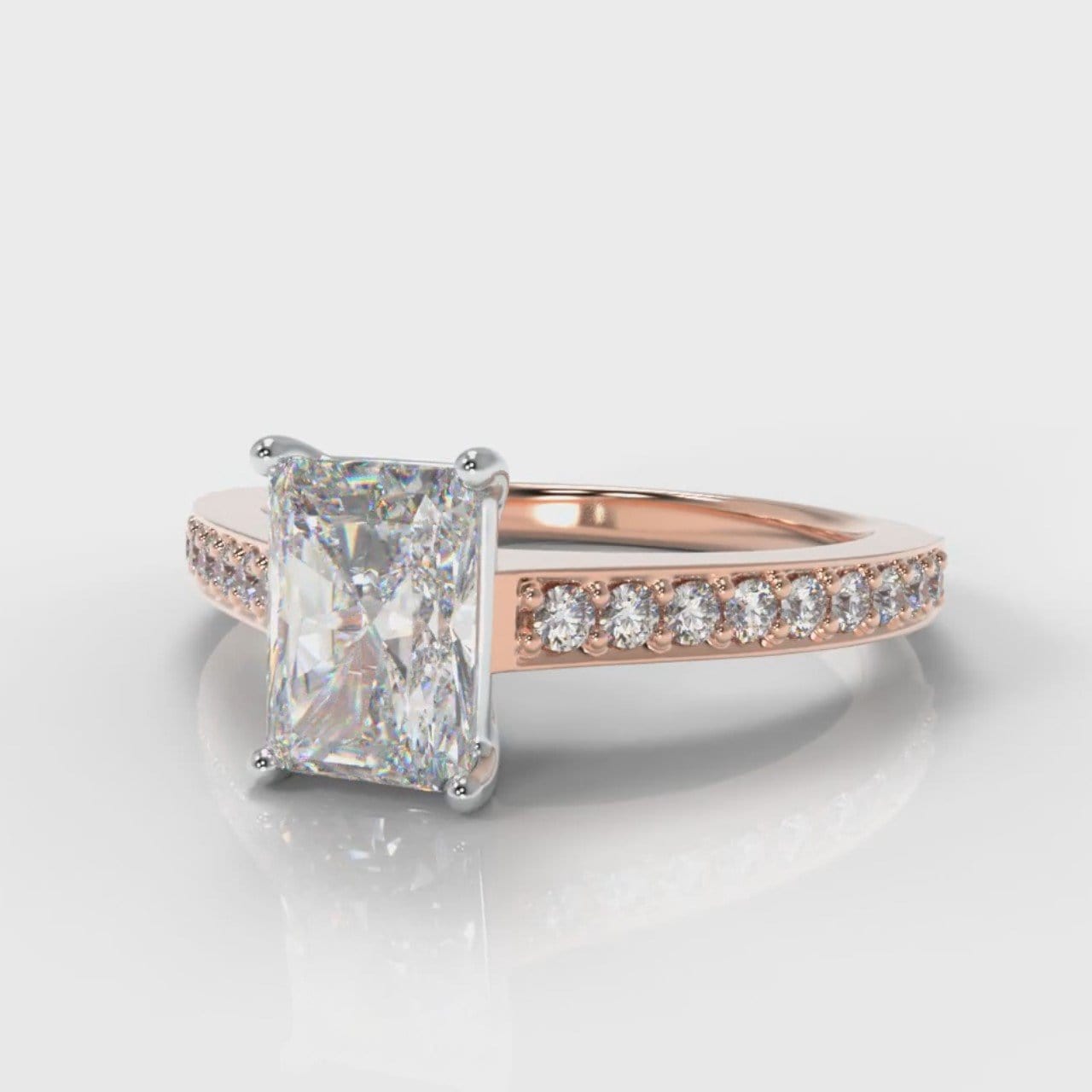 Pavé Radiant Cut Diamond Engagement Ring - Rose Gold