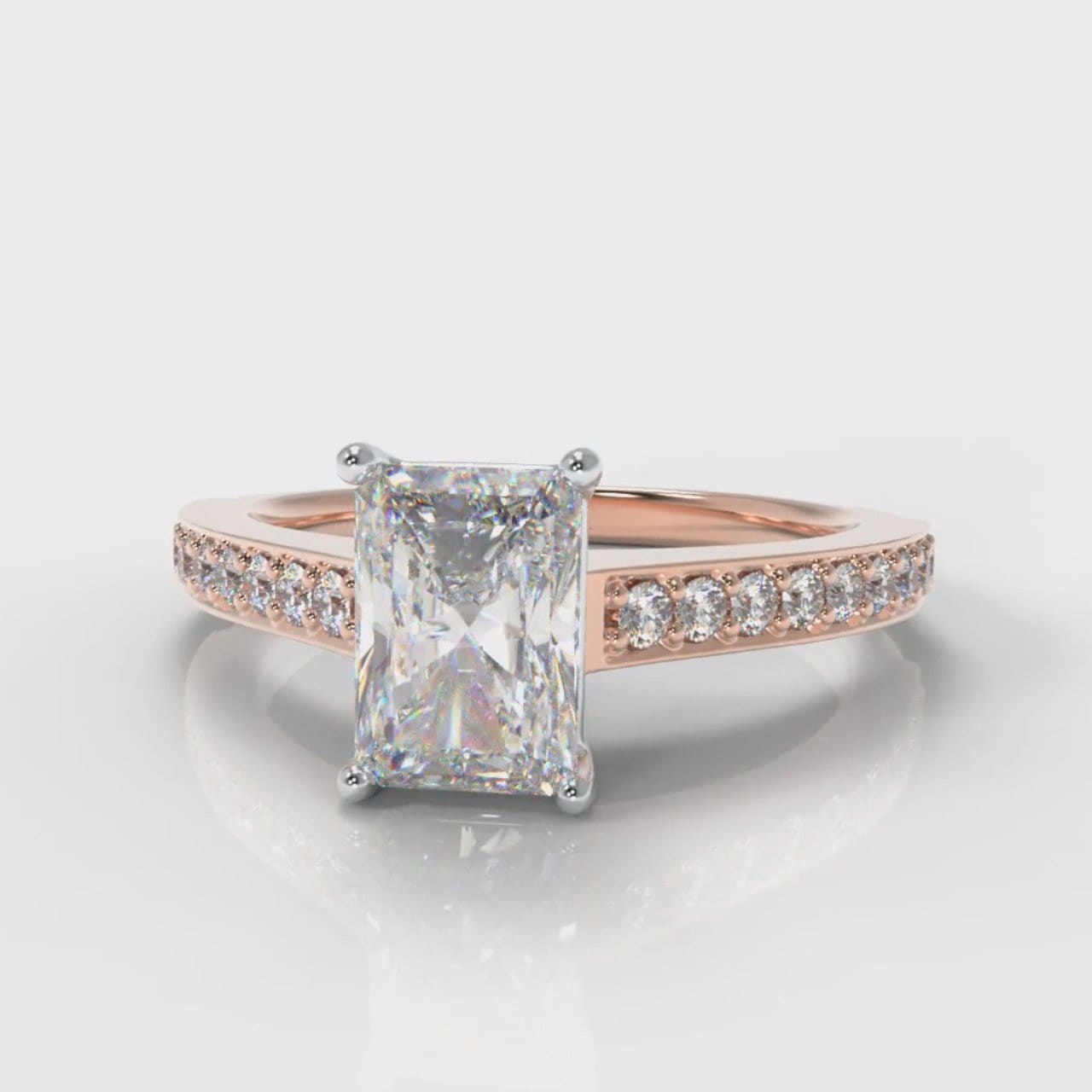 Pavé Radiant Cut Diamond Engagement Ring - Rose Gold