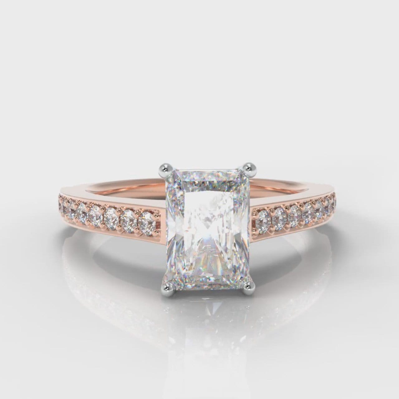 Pavé Radiant Cut Diamond Engagement Ring - Rose Gold