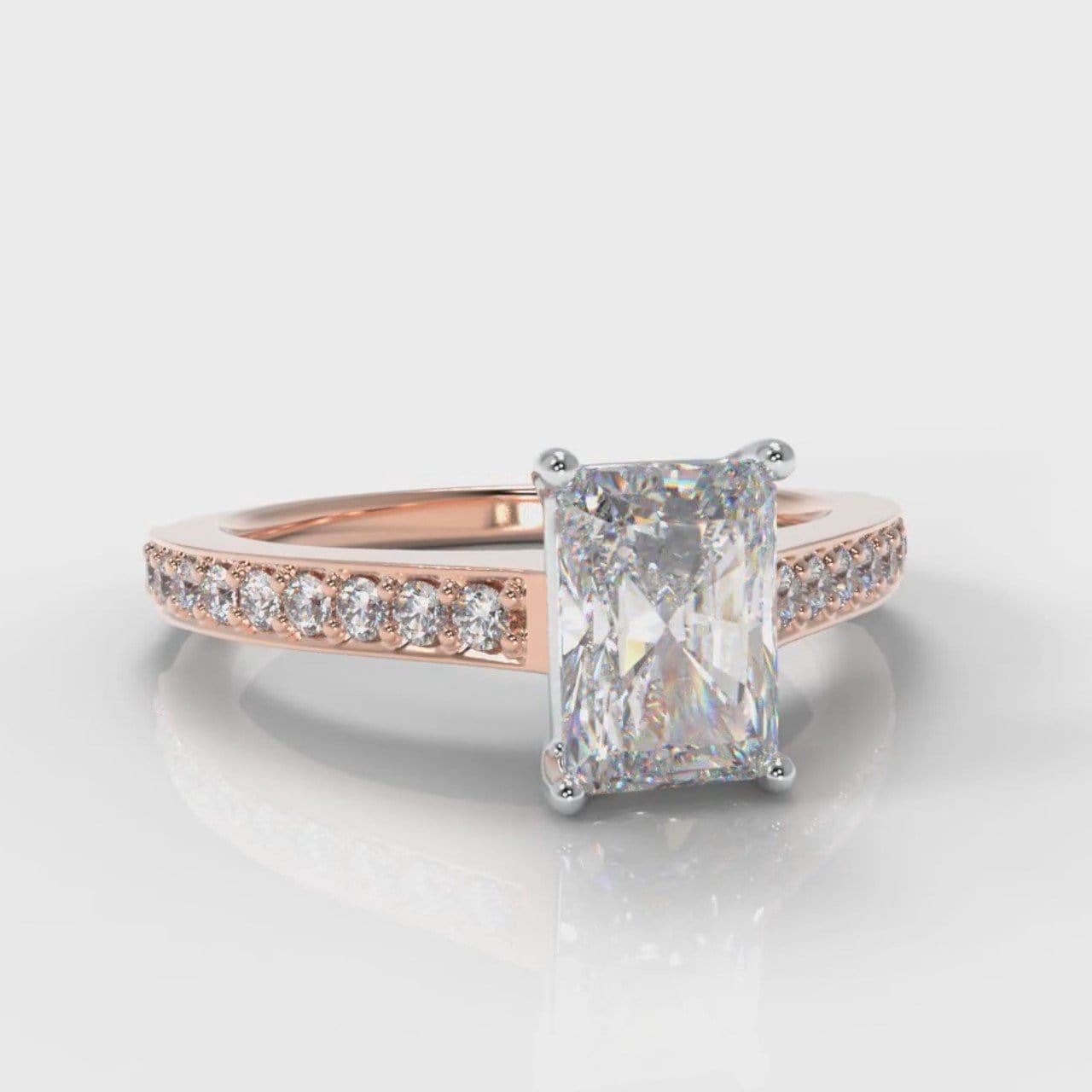 Pavé Radiant Cut Diamond Engagement Ring - Rose Gold
