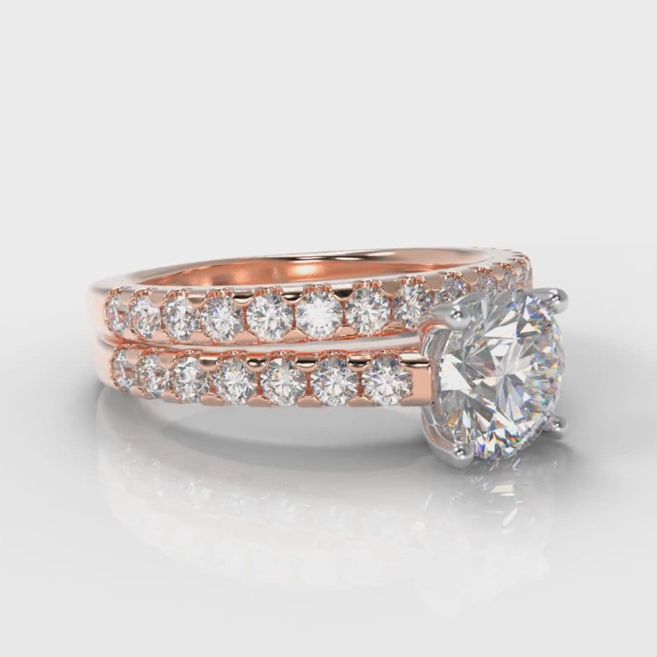 Carrée Micropavé Round Brilliant Bridal Set - Rose Gold