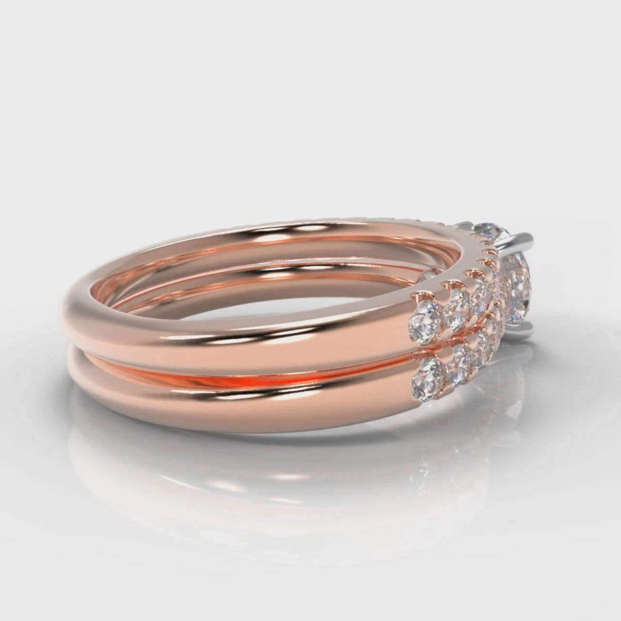 Carrée Micropavé Round Brilliant Bridal Set - Rose Gold