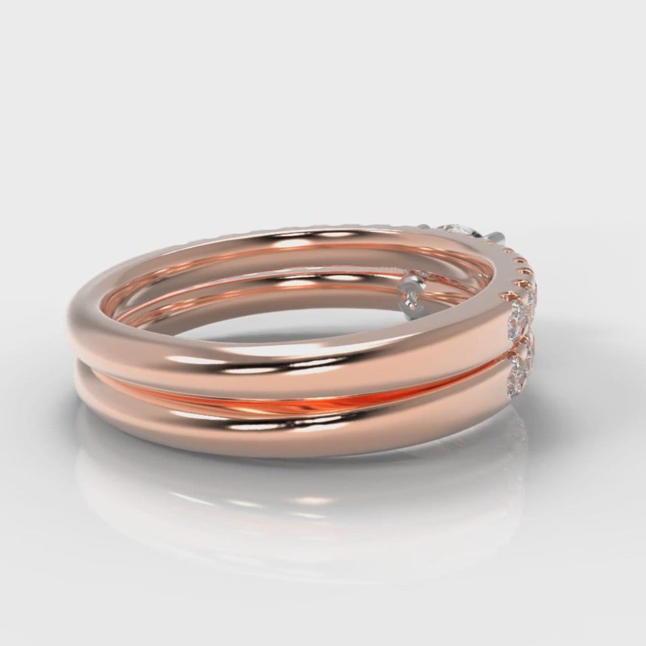 Carrée Micropavé Round Brilliant Bridal Set - Rose Gold