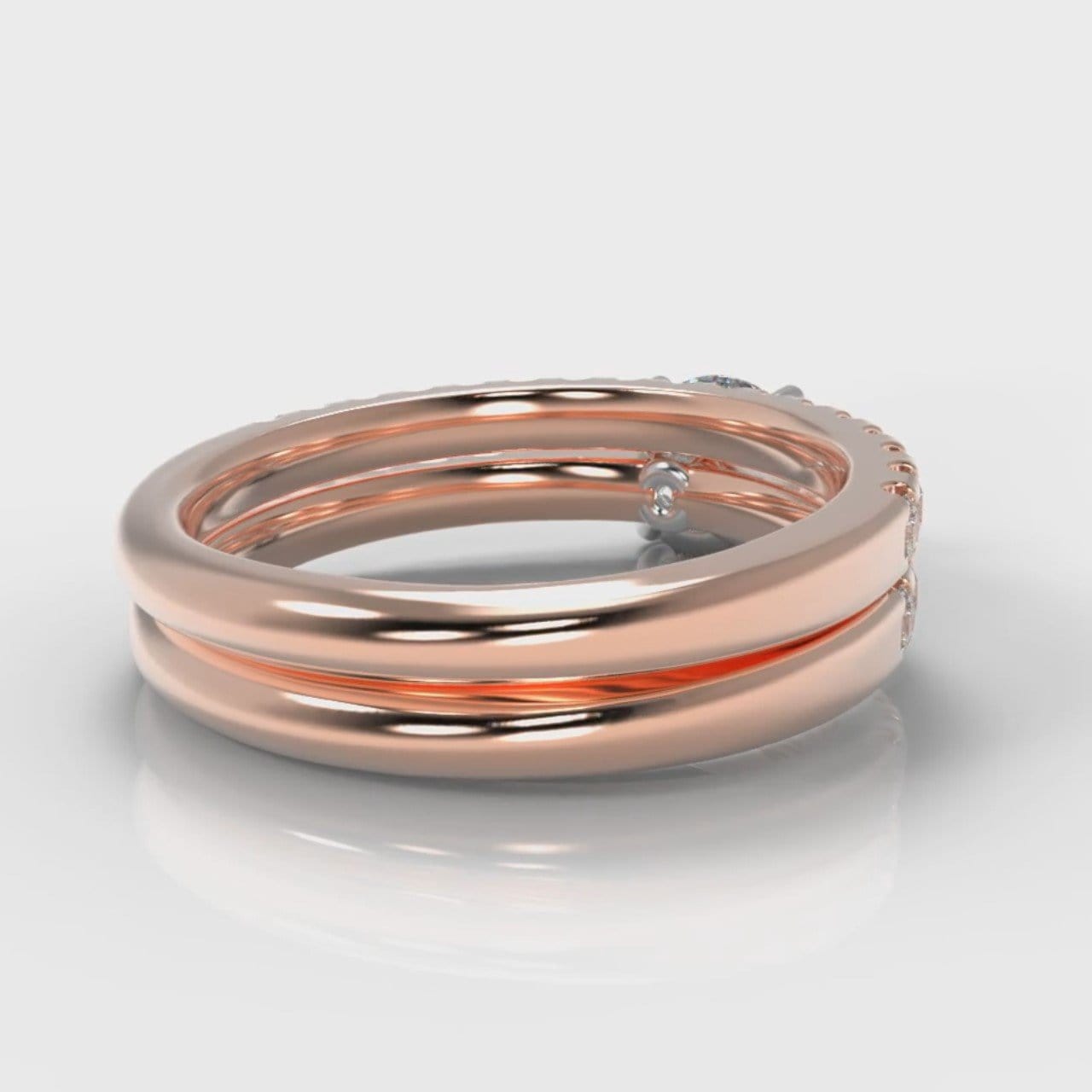 Carrée Micropavé Round Brilliant Bridal Set - Rose Gold