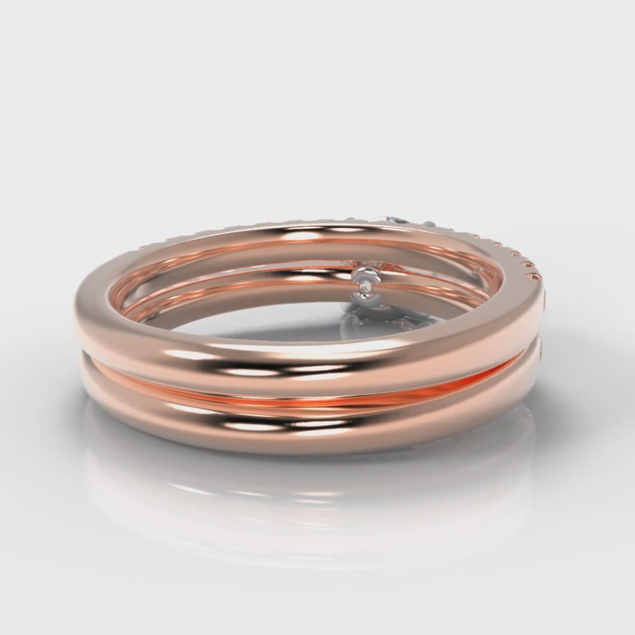 Carrée Micropavé Round Brilliant Bridal Set - Rose Gold