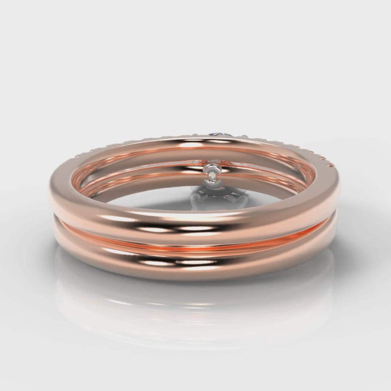 Carrée Micropavé Round Brilliant Bridal Set - Rose Gold
