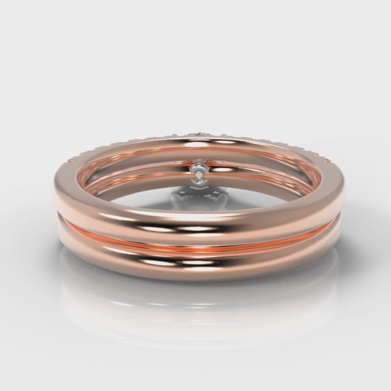Carrée Micropavé Round Brilliant Bridal Set - Rose Gold