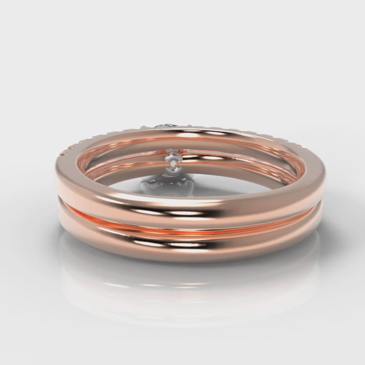 Carrée Micropavé Round Brilliant Bridal Set - Rose Gold