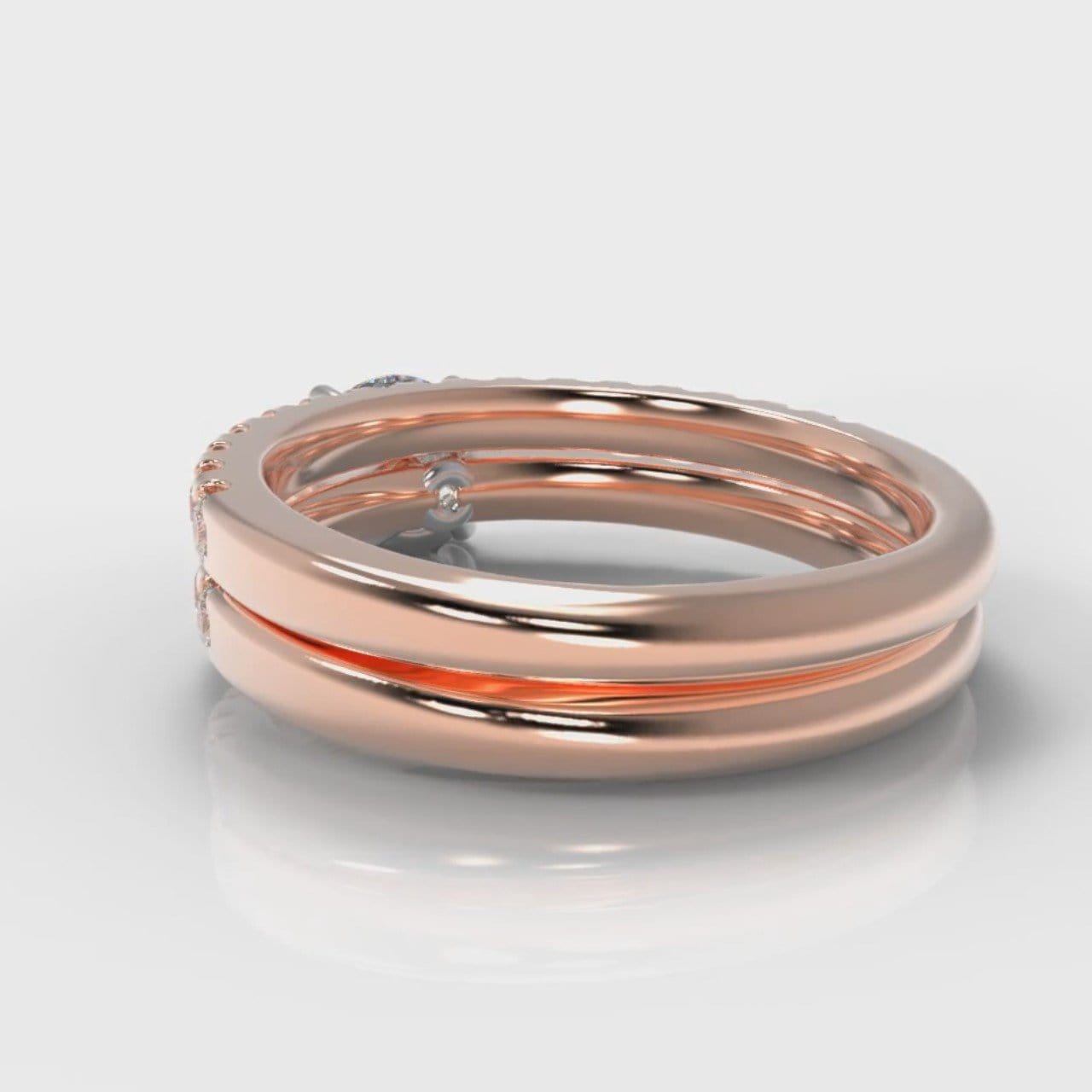 Carrée Micropavé Round Brilliant Bridal Set - Rose Gold