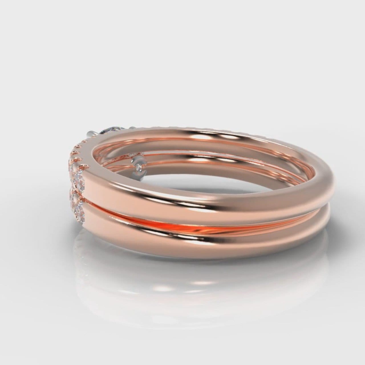 Carrée Micropavé Round Brilliant Bridal Set - Rose Gold