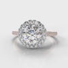 Petite Micropavé Round Brilliant Cut Diamond Halo Engagement Ring - Two Tone Rose Gold