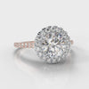 Petite Micropavé Round Brilliant Cut Diamond Halo Engagement Ring - Two Tone Rose Gold