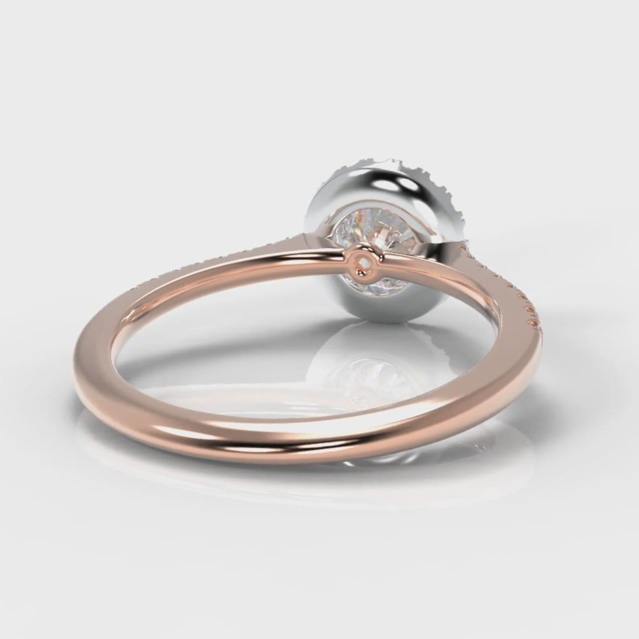 Petite Micropavé Round Brilliant Cut Diamond Halo Engagement Ring - Two Tone Rose Gold