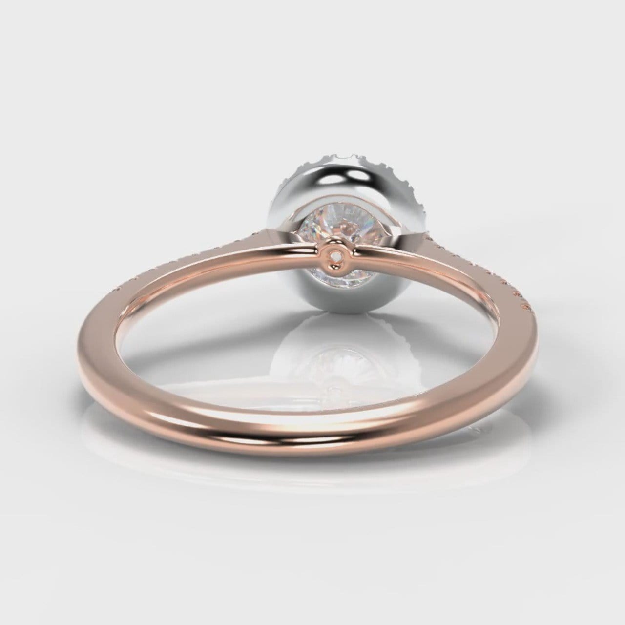 Petite Micropavé Round Brilliant Cut Diamond Halo Engagement Ring - Two Tone Rose Gold