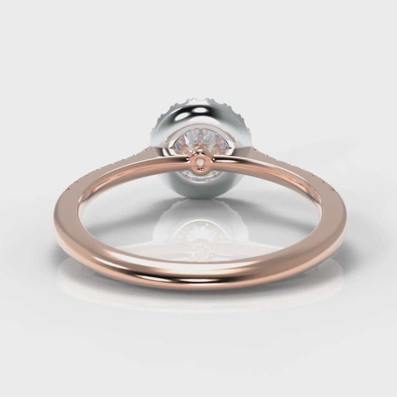 Petite Micropavé Round Brilliant Cut Diamond Halo Engagement Ring - Two Tone Rose Gold