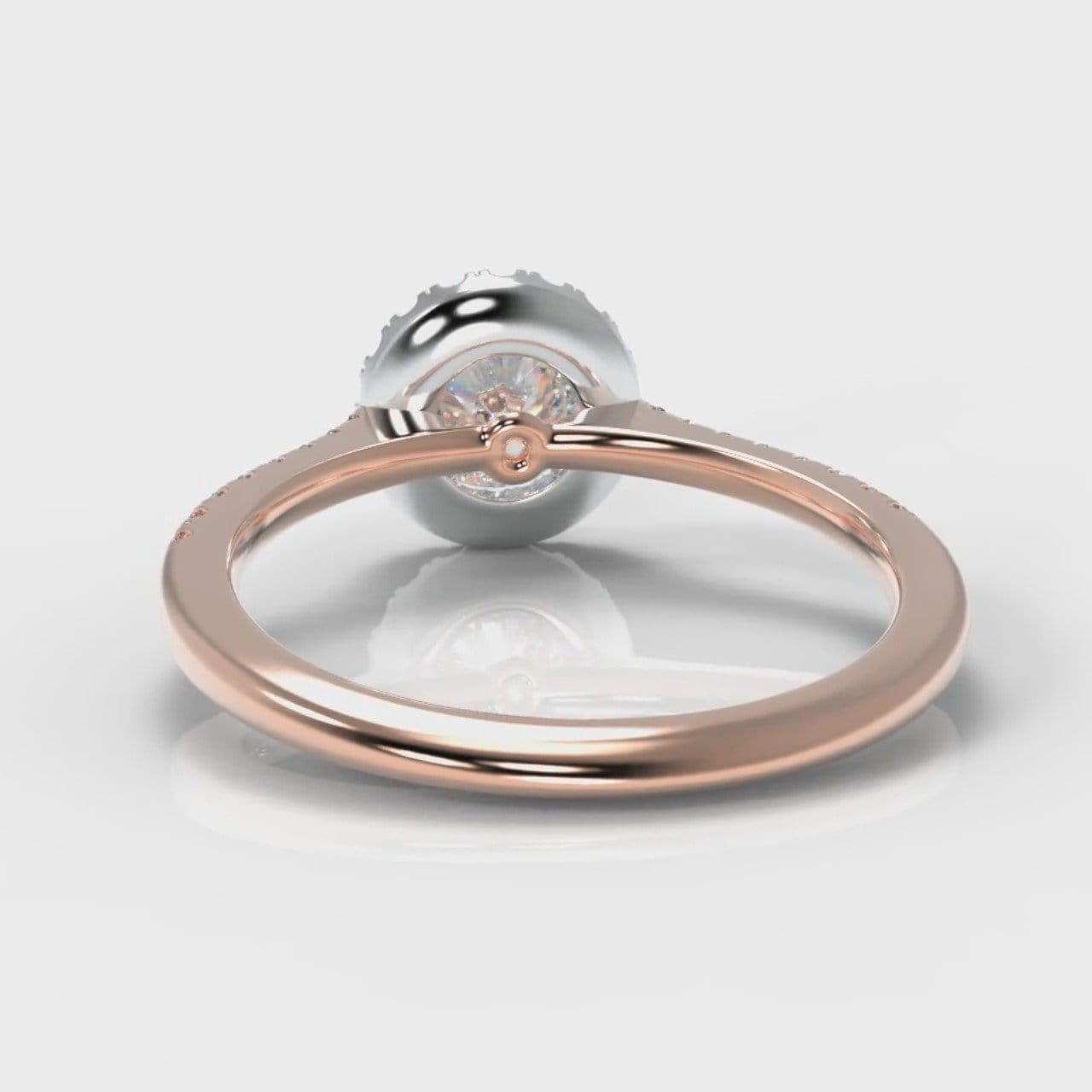 Petite Micropavé Round Brilliant Cut Diamond Halo Engagement Ring - Two Tone Rose Gold