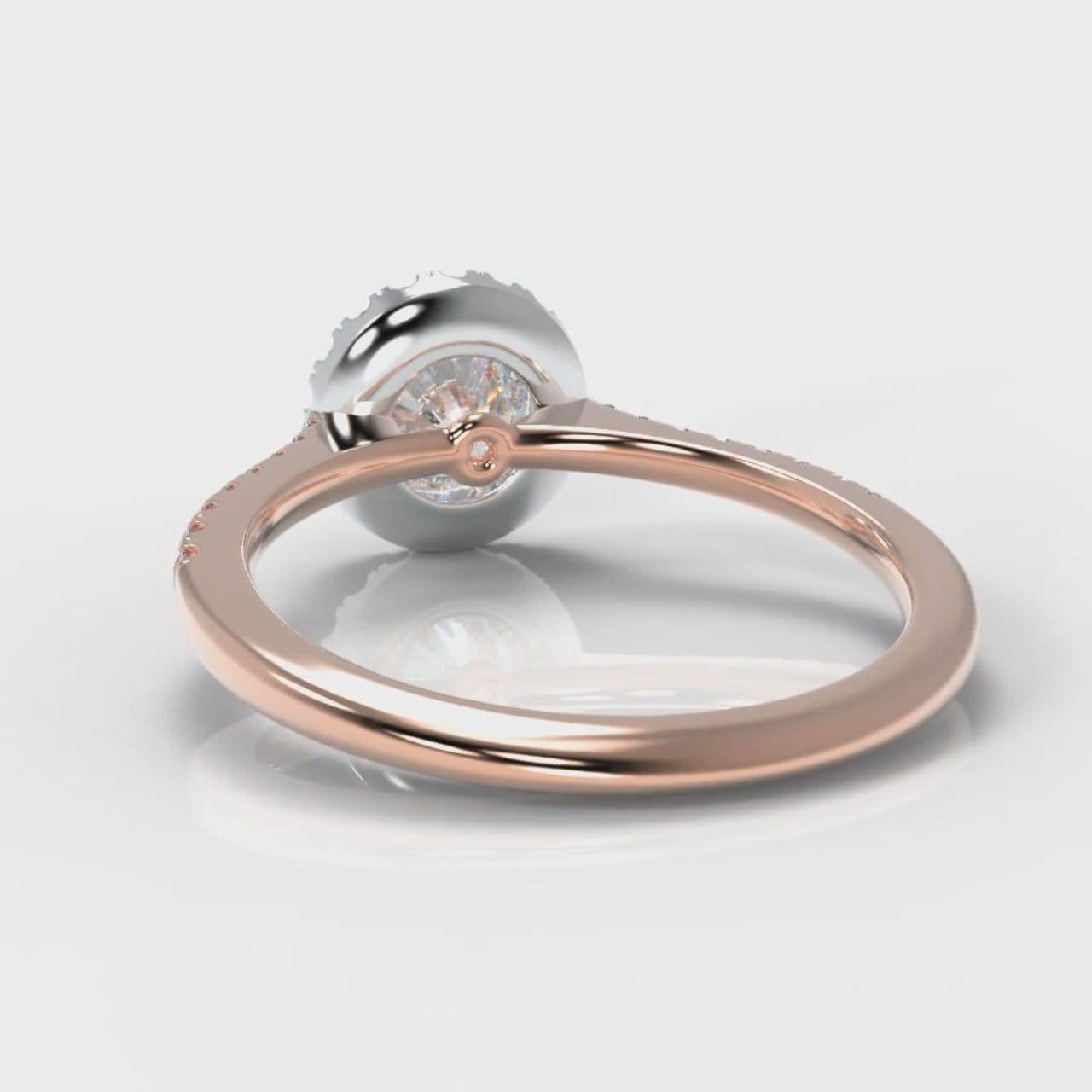 Petite Micropavé Round Brilliant Cut Diamond Halo Engagement Ring - Two Tone Rose Gold