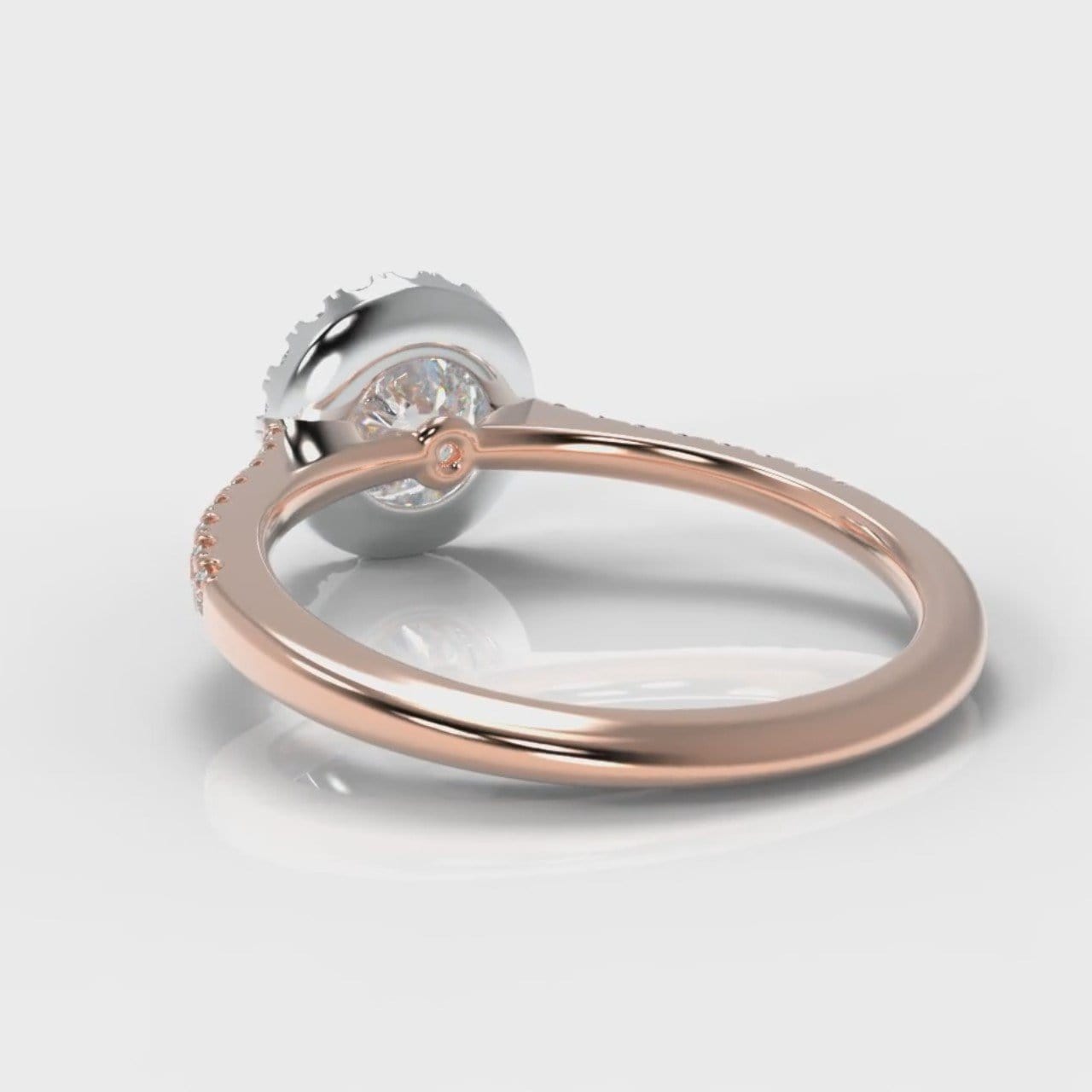 Petite Micropavé Round Brilliant Cut Diamond Halo Engagement Ring - Two Tone Rose Gold