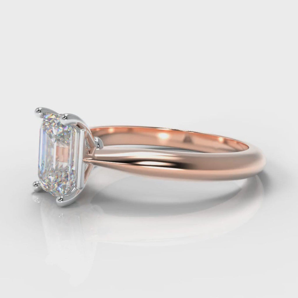 Carrée Solitaire Emerald Cut Diamond Engagement Ring - Rose Gold