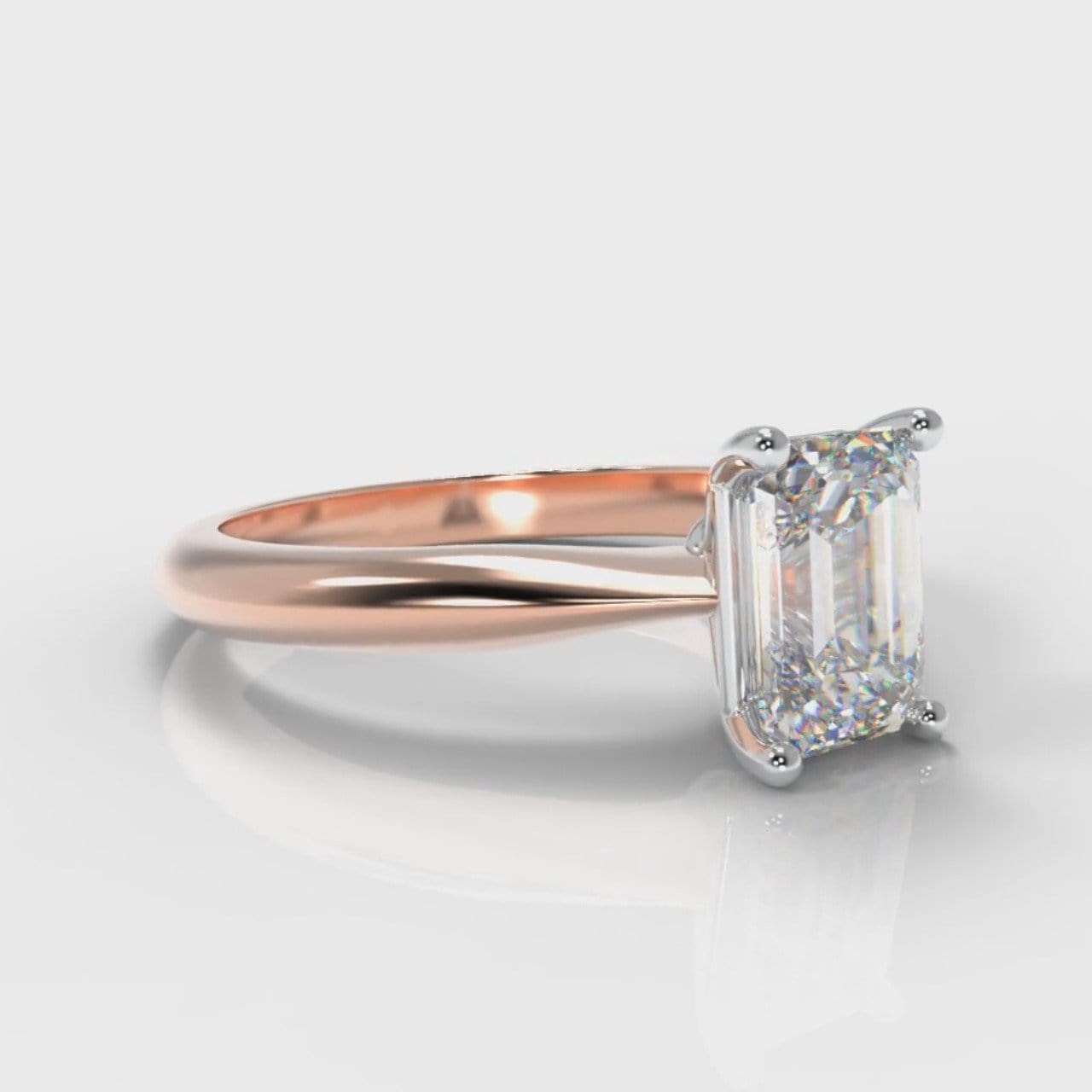 Carrée Solitaire Emerald Cut Diamond Engagement Ring - Rose Gold