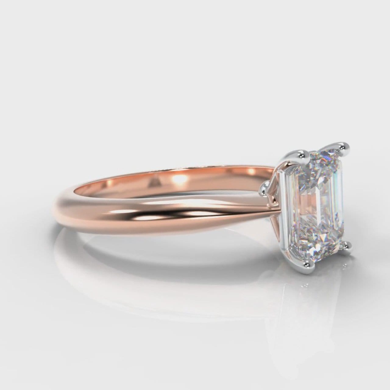 Carrée Solitaire Emerald Cut Diamond Engagement Ring - Rose Gold