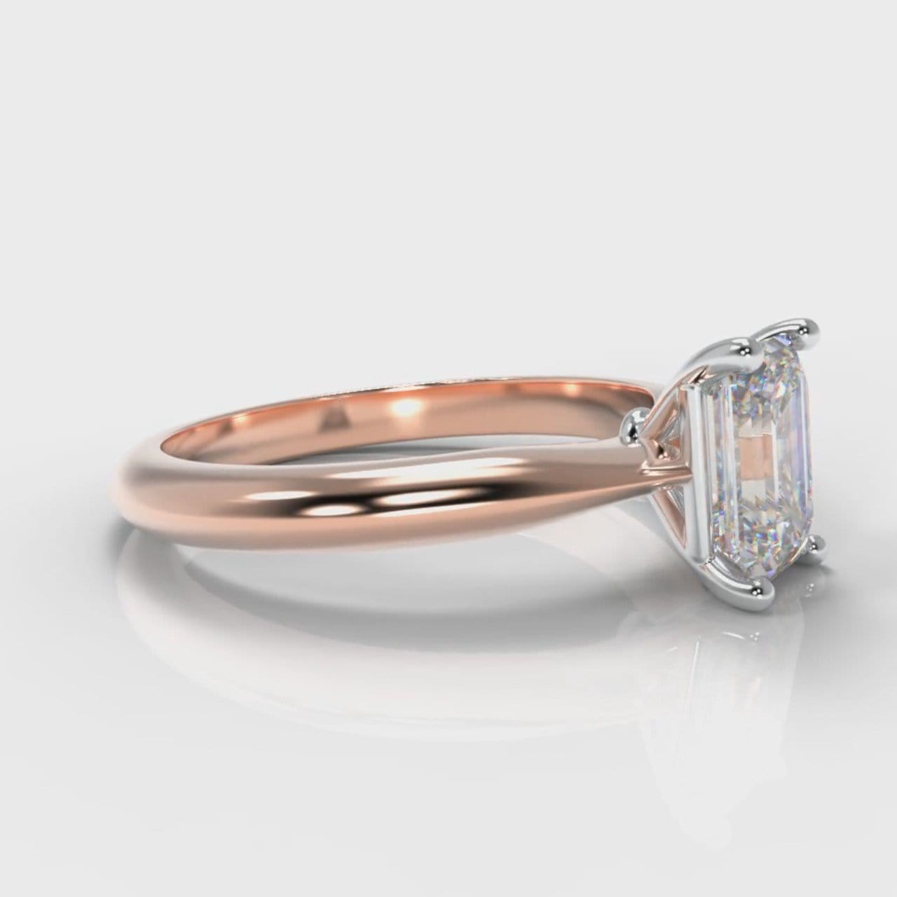 Carrée Solitaire Emerald Cut Diamond Engagement Ring - Rose Gold