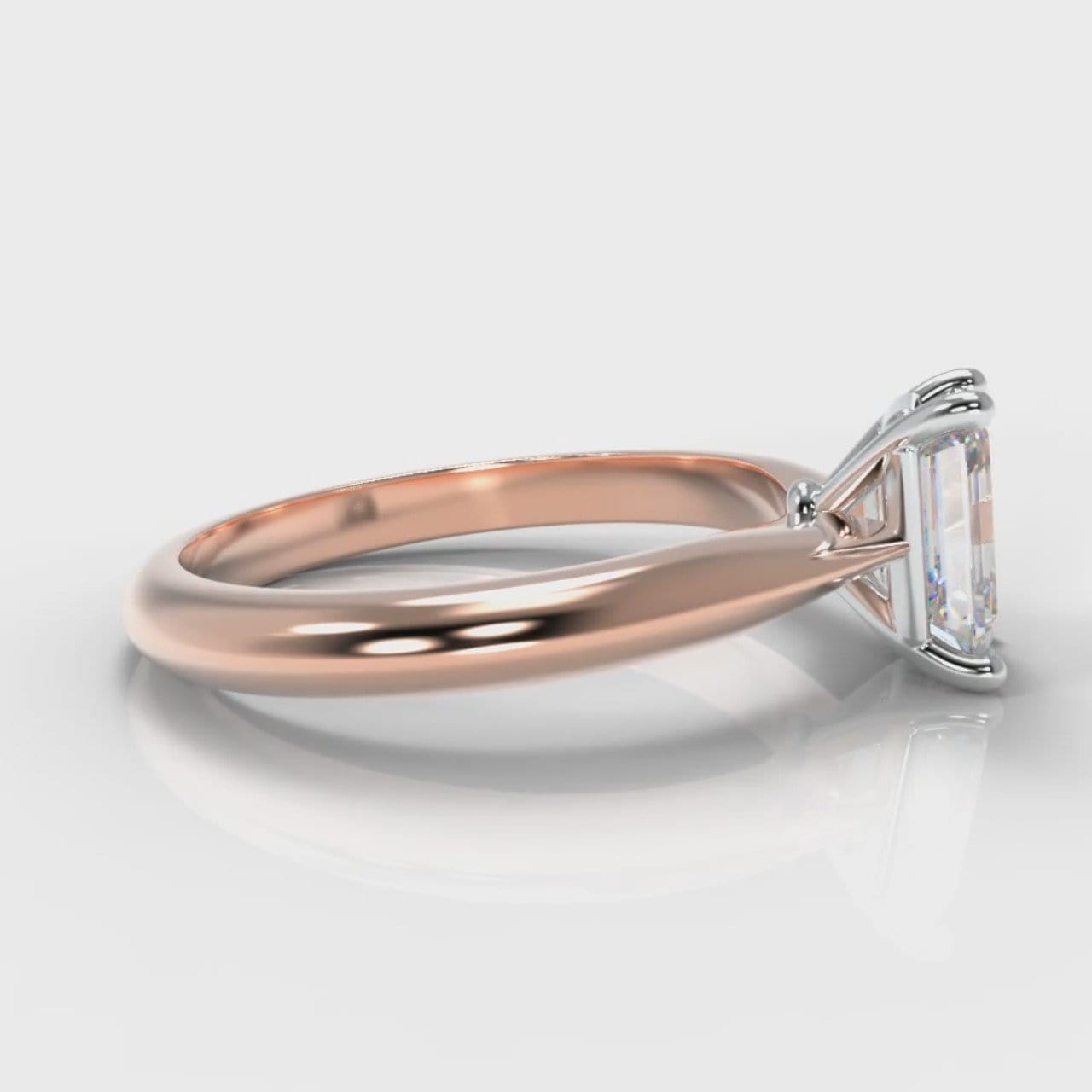 Carrée Solitaire Emerald Cut Diamond Engagement Ring - Rose Gold