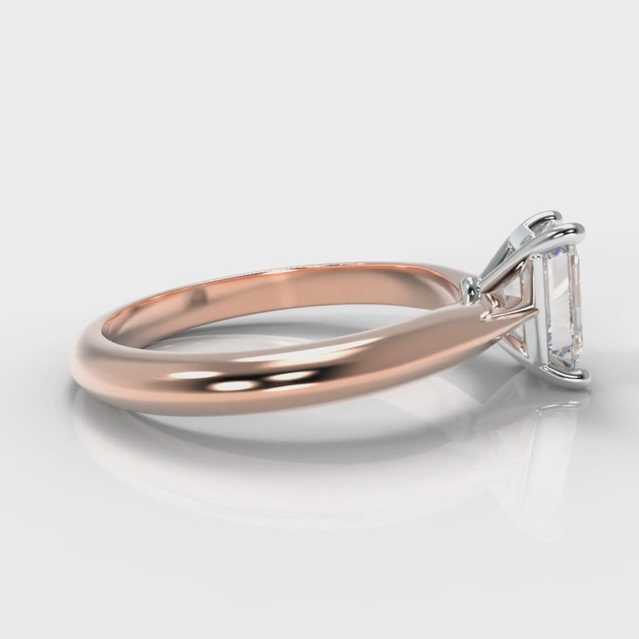 Carrée Solitaire Emerald Cut Diamond Engagement Ring - Rose Gold