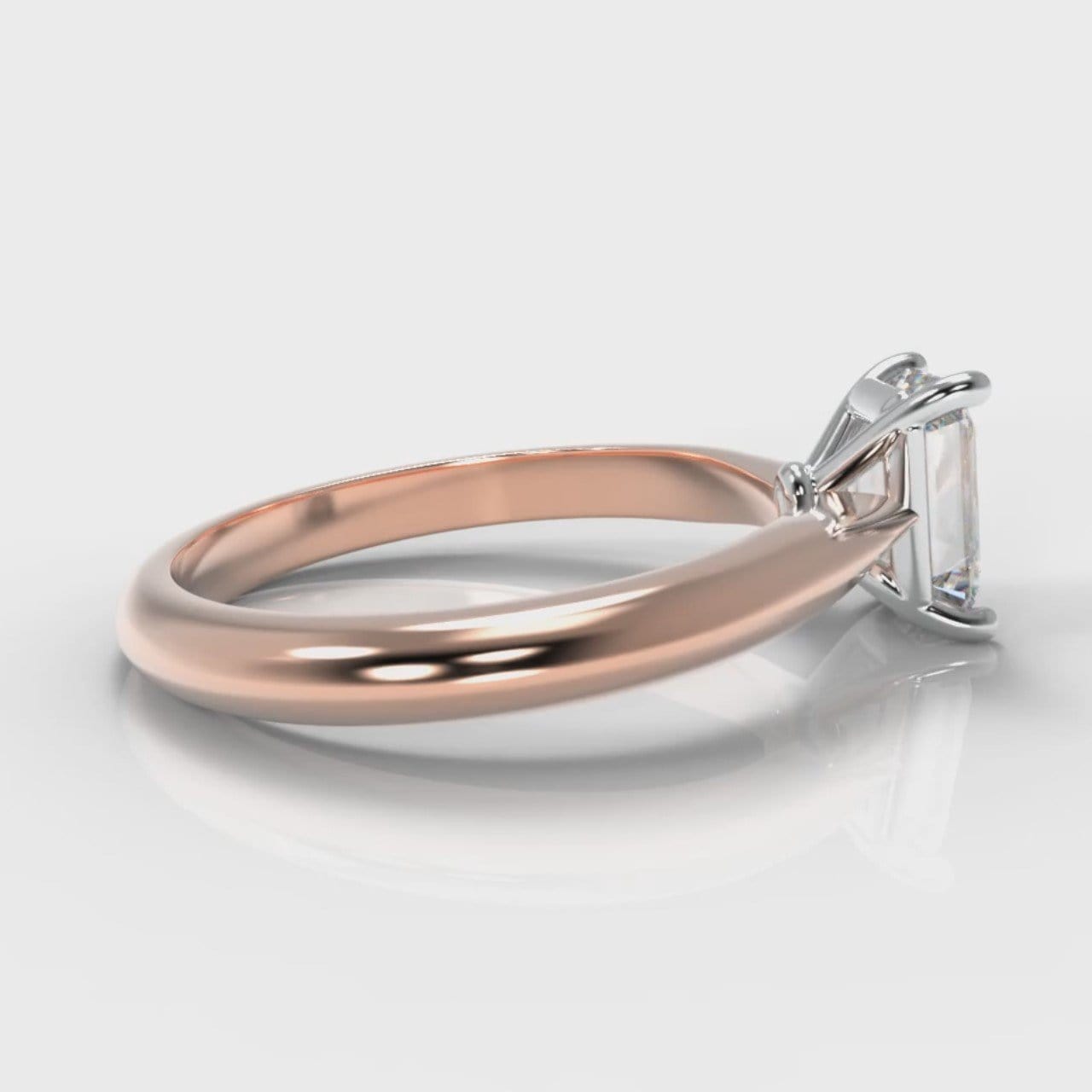 Carrée Solitaire Emerald Cut Diamond Engagement Ring - Rose Gold