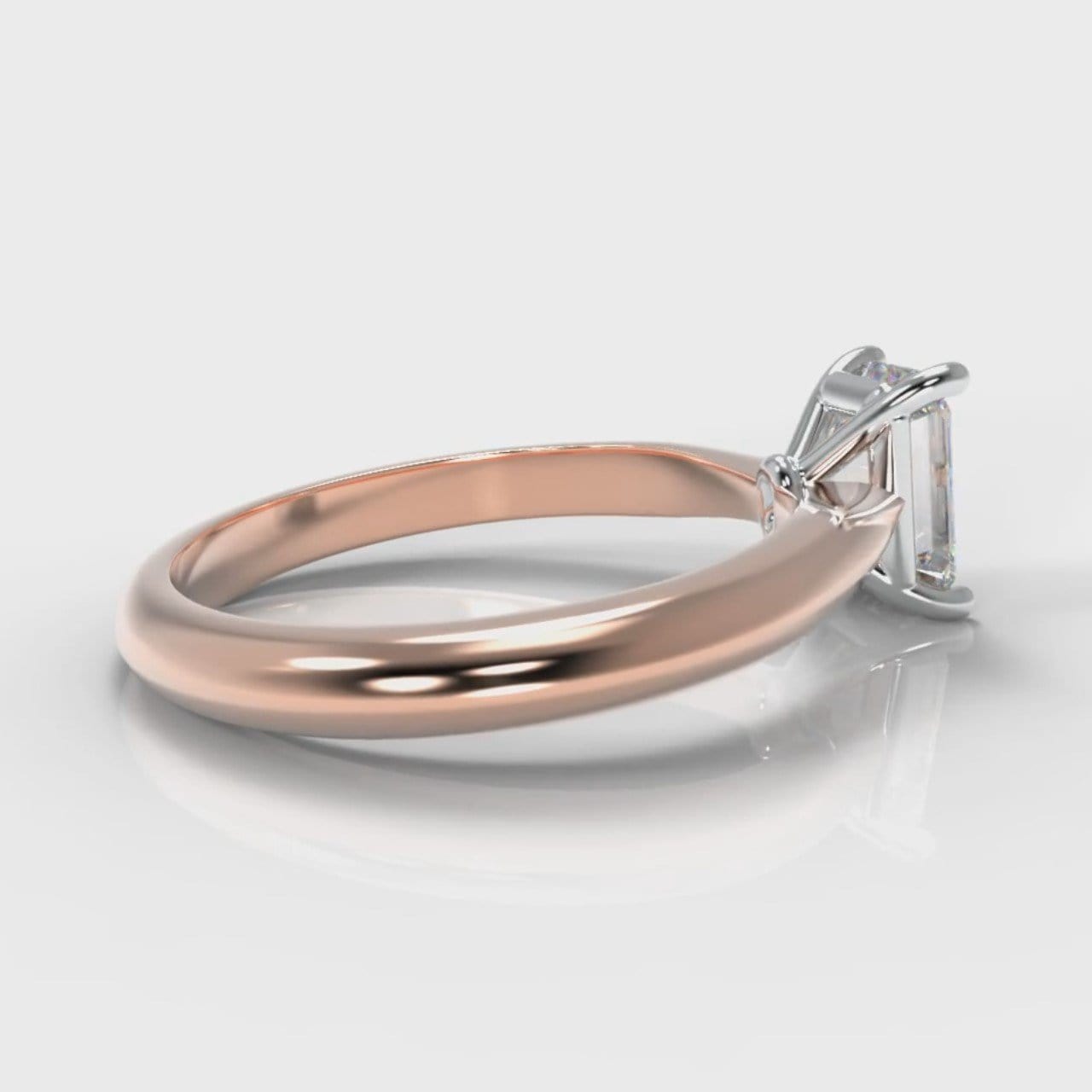 Carrée Solitaire Emerald Cut Diamond Engagement Ring - Rose Gold