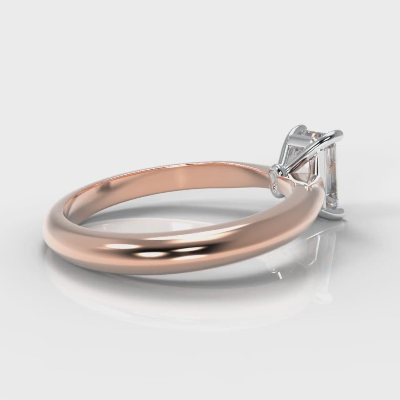 Carrée Solitaire Emerald Cut Diamond Engagement Ring - Rose Gold