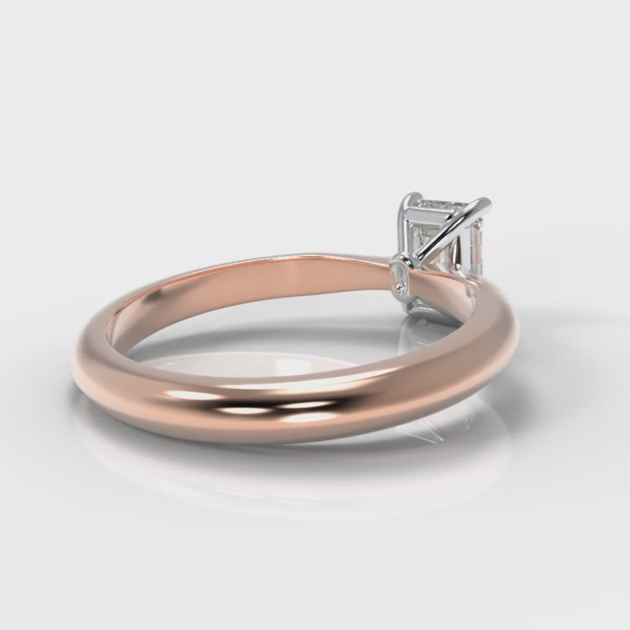 Carrée Solitaire Emerald Cut Diamond Engagement Ring - Rose Gold
