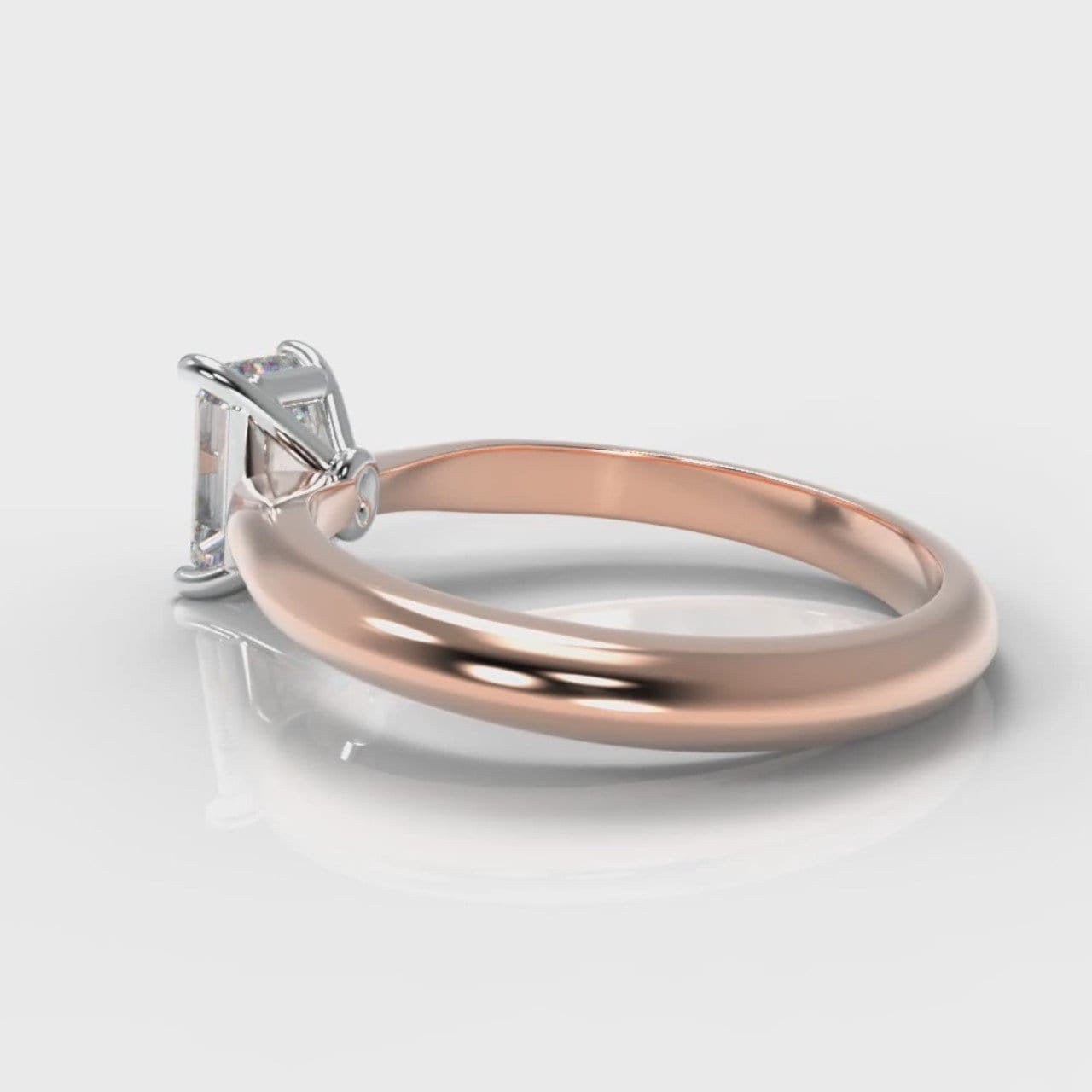 Carrée Solitaire Emerald Cut Diamond Engagement Ring - Rose Gold