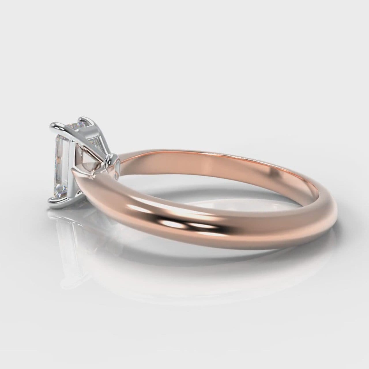 Carrée Solitaire Emerald Cut Diamond Engagement Ring - Rose Gold