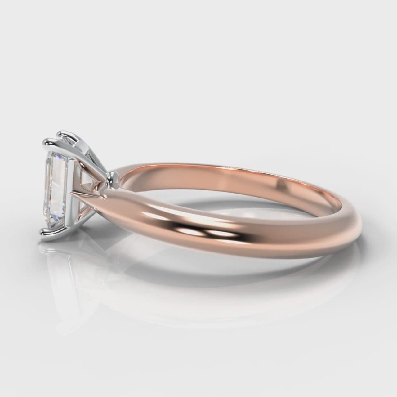 Carrée Solitaire Emerald Cut Diamond Engagement Ring - Rose Gold