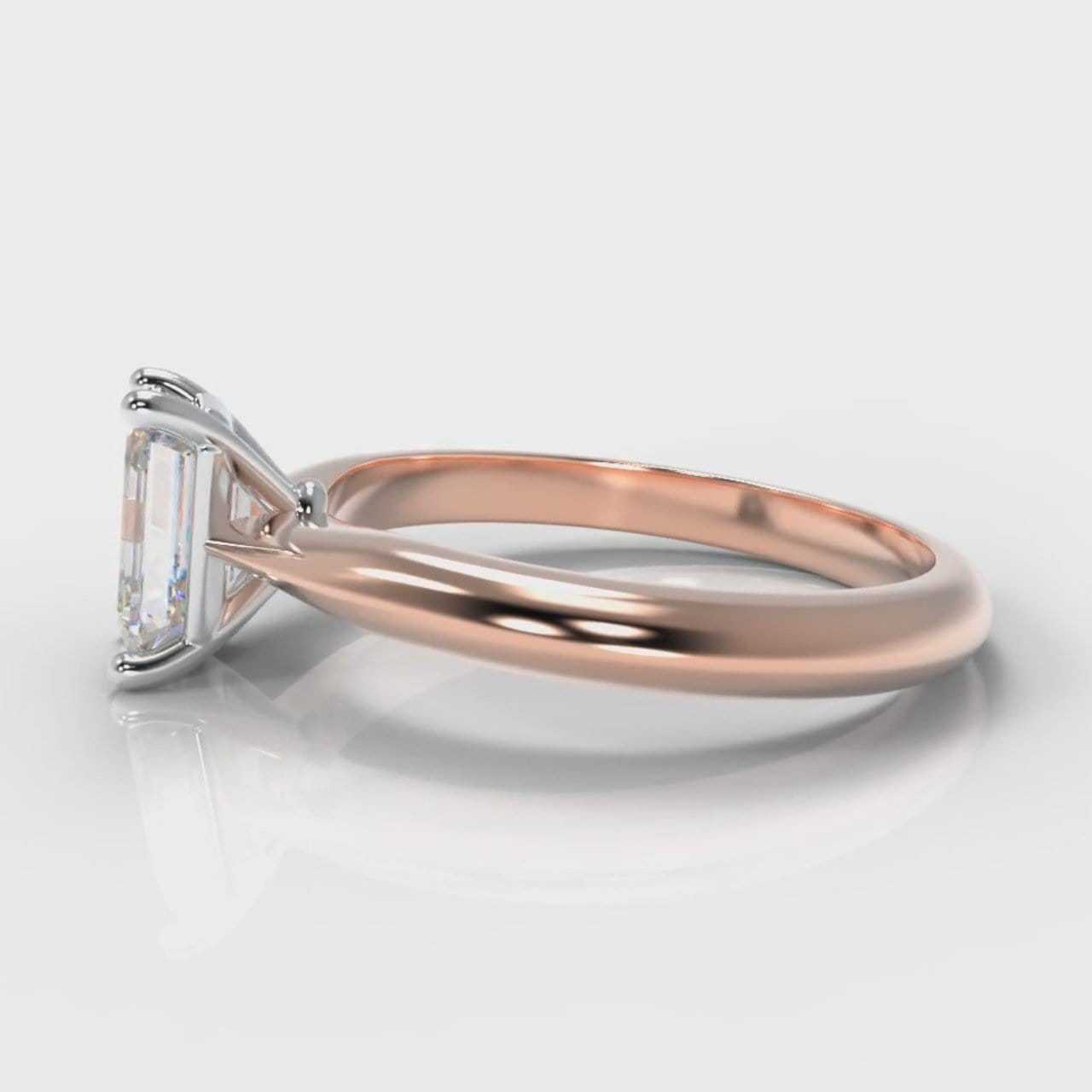 Carrée Solitaire Emerald Cut Diamond Engagement Ring - Rose Gold