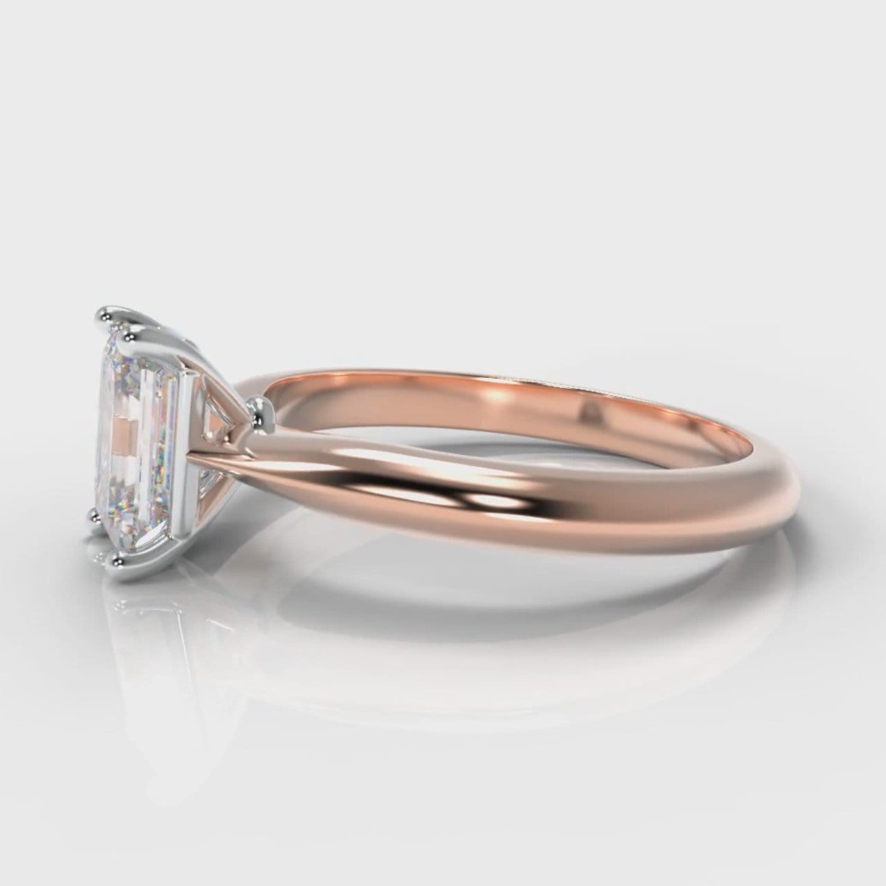 Carrée Solitaire Emerald Cut Diamond Engagement Ring - Rose Gold
