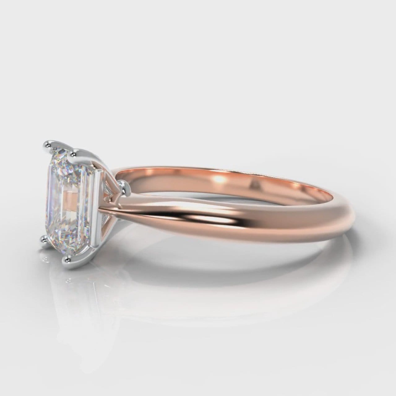 Carrée Solitaire Emerald Cut Diamond Engagement Ring - Rose Gold