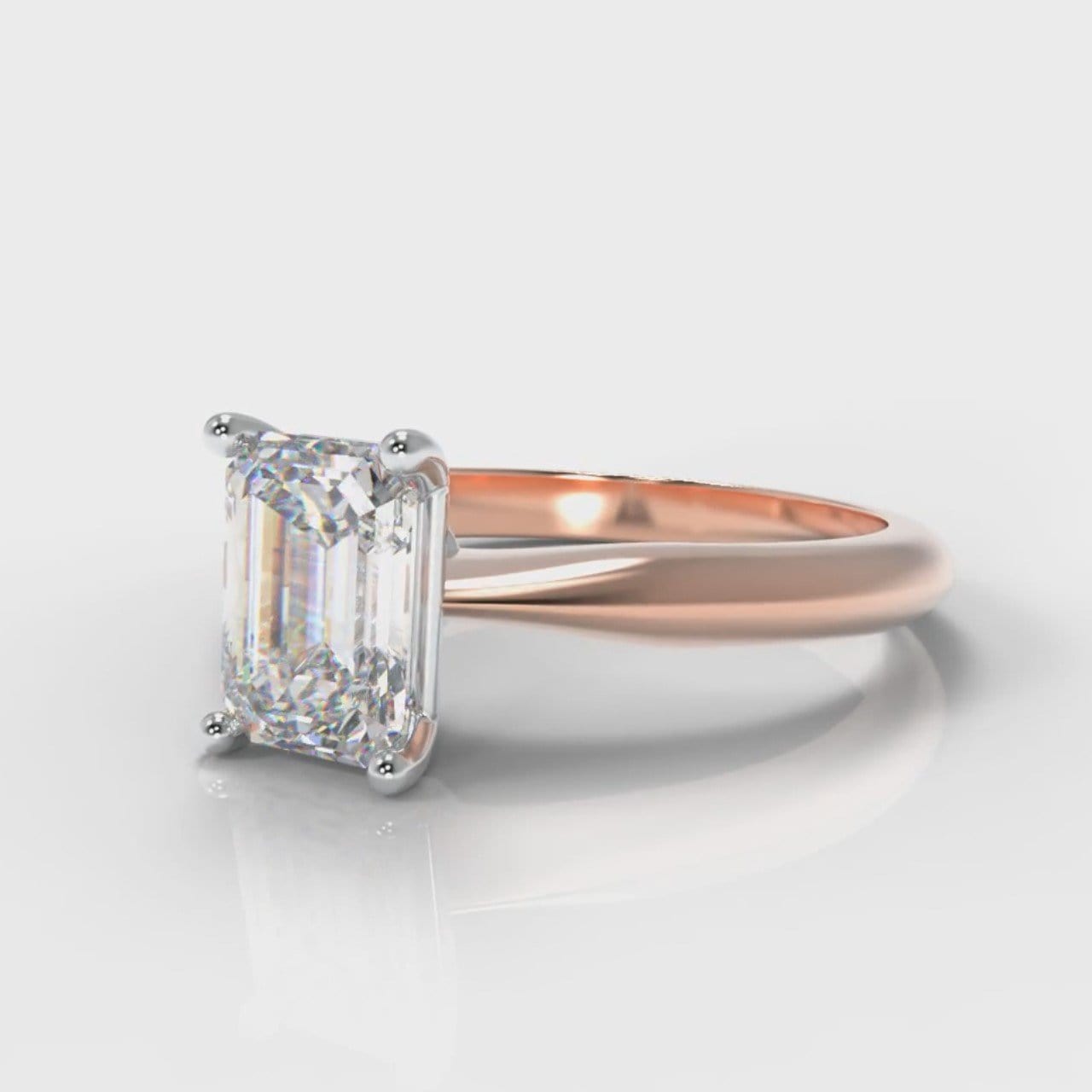 Carrée Solitaire Emerald Cut Diamond Engagement Ring - Rose Gold
