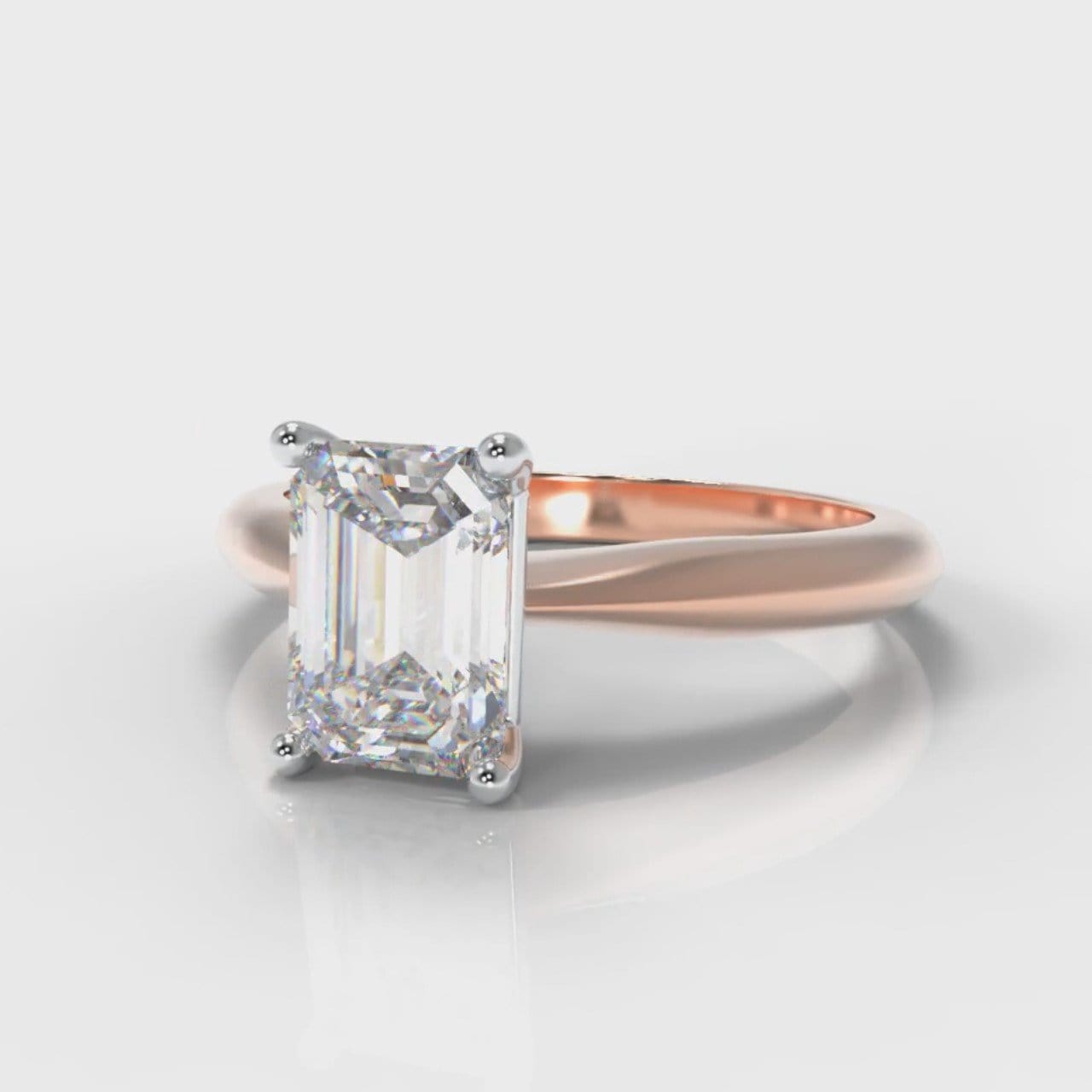 Carrée Solitaire Emerald Cut Diamond Engagement Ring - Rose Gold