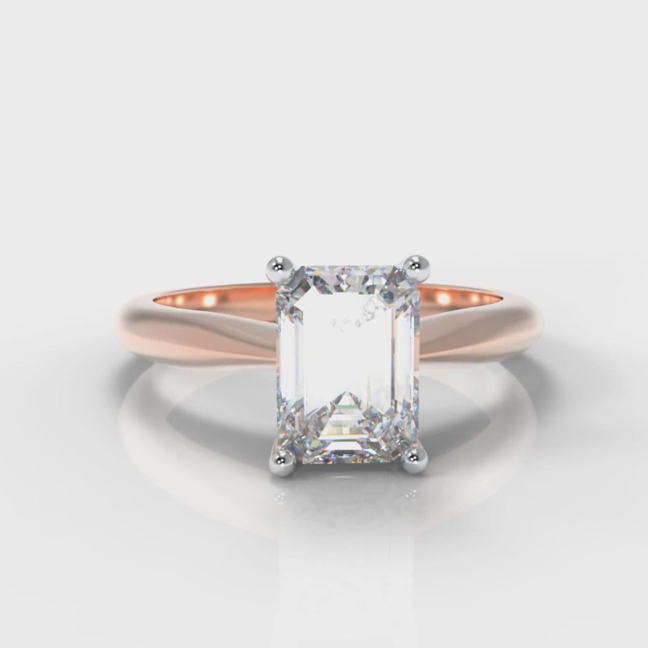 Carrée Solitaire Emerald Cut Diamond Engagement Ring - Rose Gold
