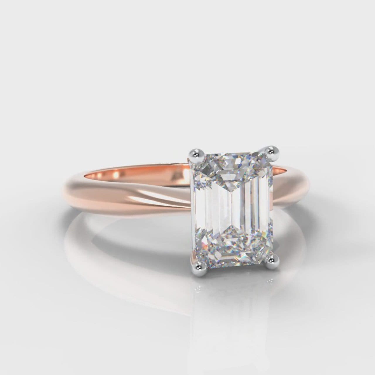 Carrée Solitaire Emerald Cut Diamond Engagement Ring - Rose Gold