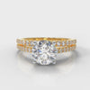 Petite Micropavé Round Brilliant Cut Diamond Bridal Set - Yellow Gold