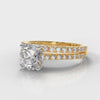 Petite Micropavé Round Brilliant Cut Diamond Bridal Set - Yellow Gold