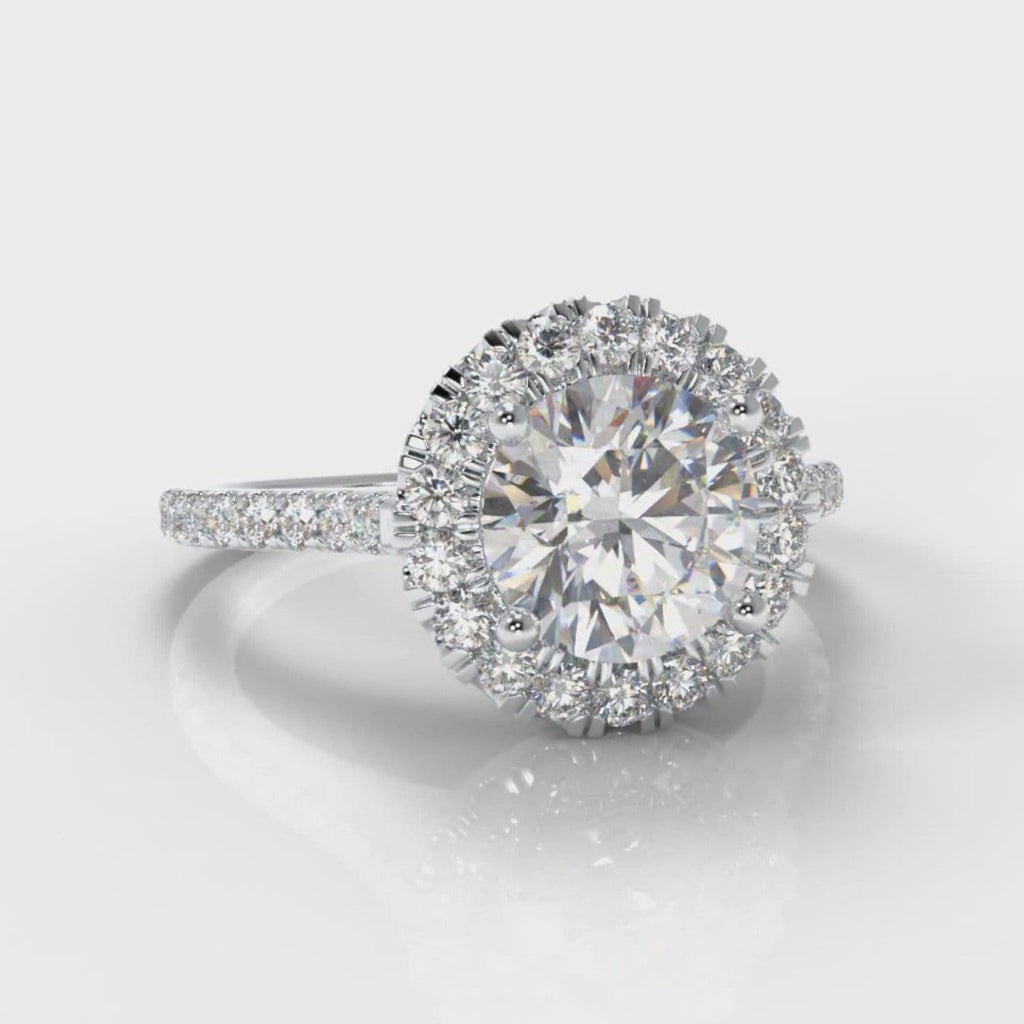 Petite Micropavé Round Brilliant Cut Diamond Halo Engagement Ring