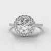 Petite Micropavé Round Brilliant Cut Diamond Halo Engagement Ring